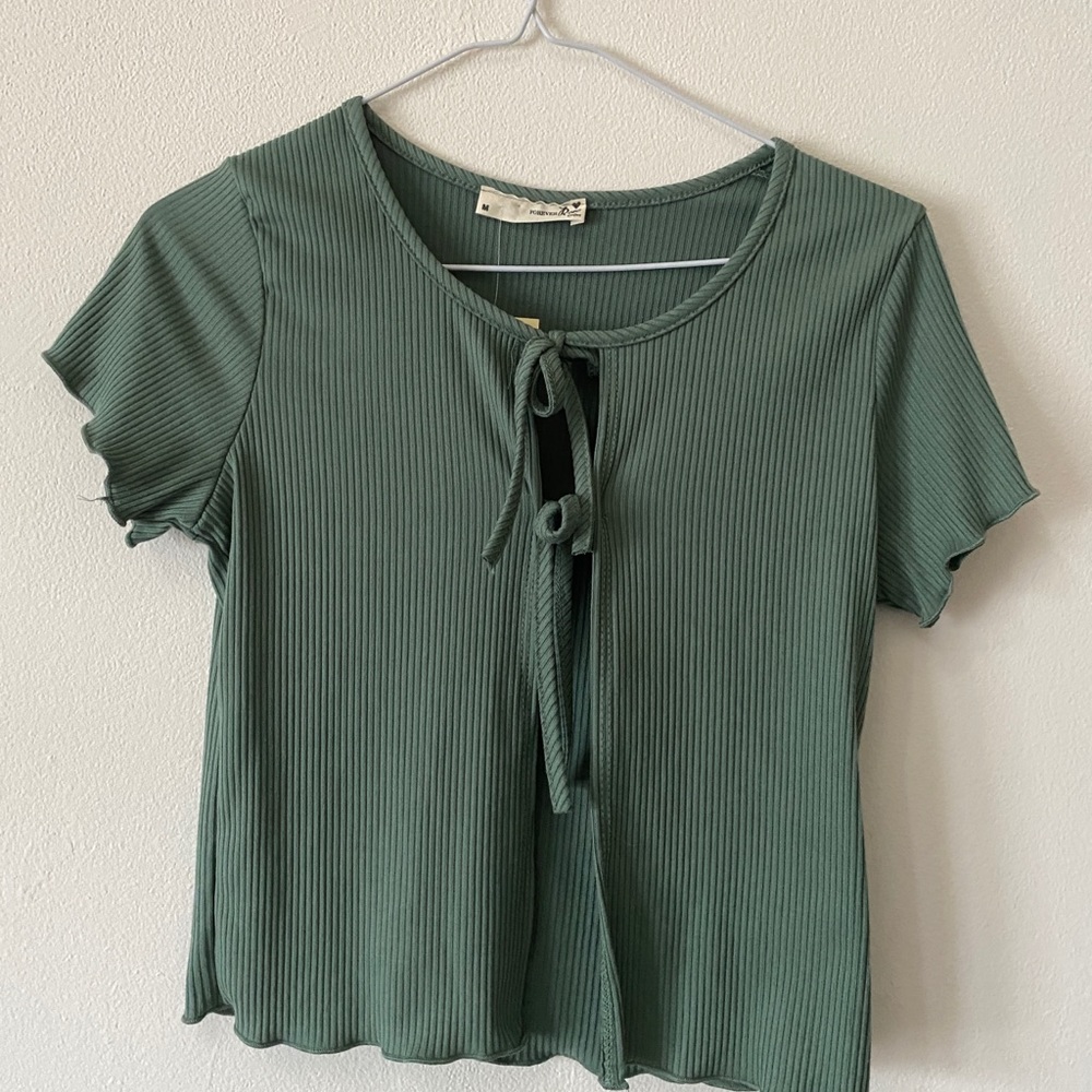 NWT ribbed green tie top